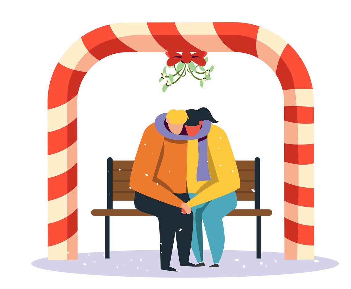 1136x936 Couple Under Mistletoe Vector Art Graphics