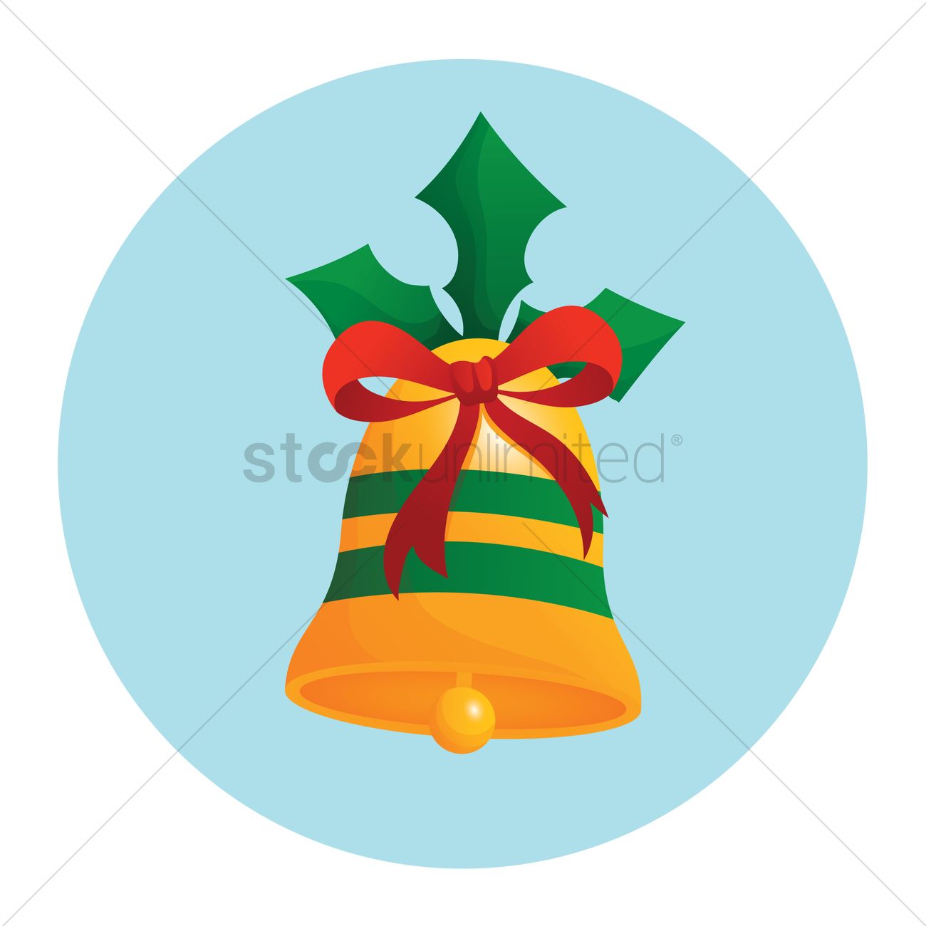 1300x1300 Free Bell With Mistletoe And Ribbon Vector Image