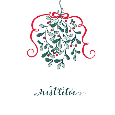 450x450 Hand Drawn Mistletoe Vector Christmas Plant Background Romantic