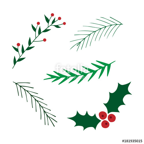 Hand Drawn Christmas Set Mistletoe And Leavy Branches Vector 500x500 Hand Drawn Christmas Set Mistletoe And Leavy Branches Vector