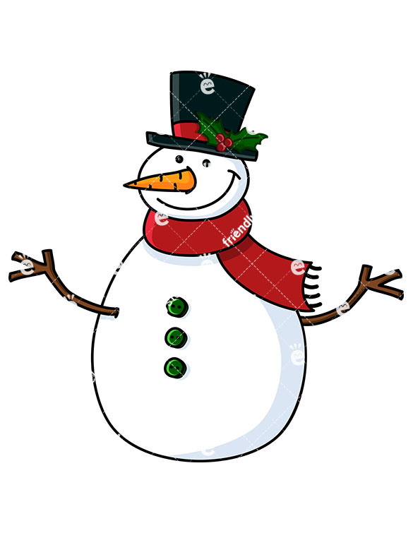 Snowman Wearing Hat With Mistletoe On It Cartoon Vector Clipart 585x755 Snowman Wearing Hat With Mistletoe On It Cartoon Vector Clipart