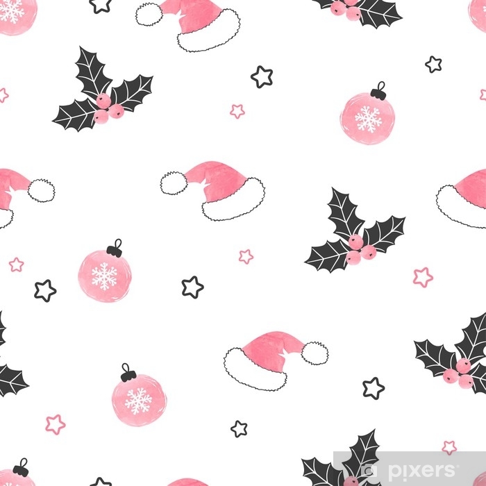 Christmas Pattern With Santa Hats, Balls And Mistletoe Vector 700x700 Christmas Pattern With Santa Hats, Balls And Mistletoe Vector
