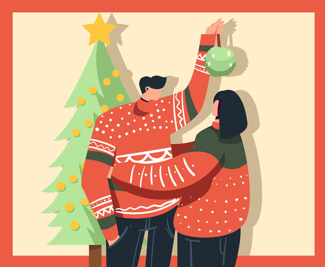 Couple Standing Under Mistletoe Vector Art Graphics 1136x936 Couple Standing Under Mistletoe Vector Art Graphics