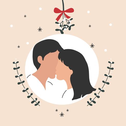 Couple Under Mistletoe Vector 490x490 Couple Under Mistletoe Vector