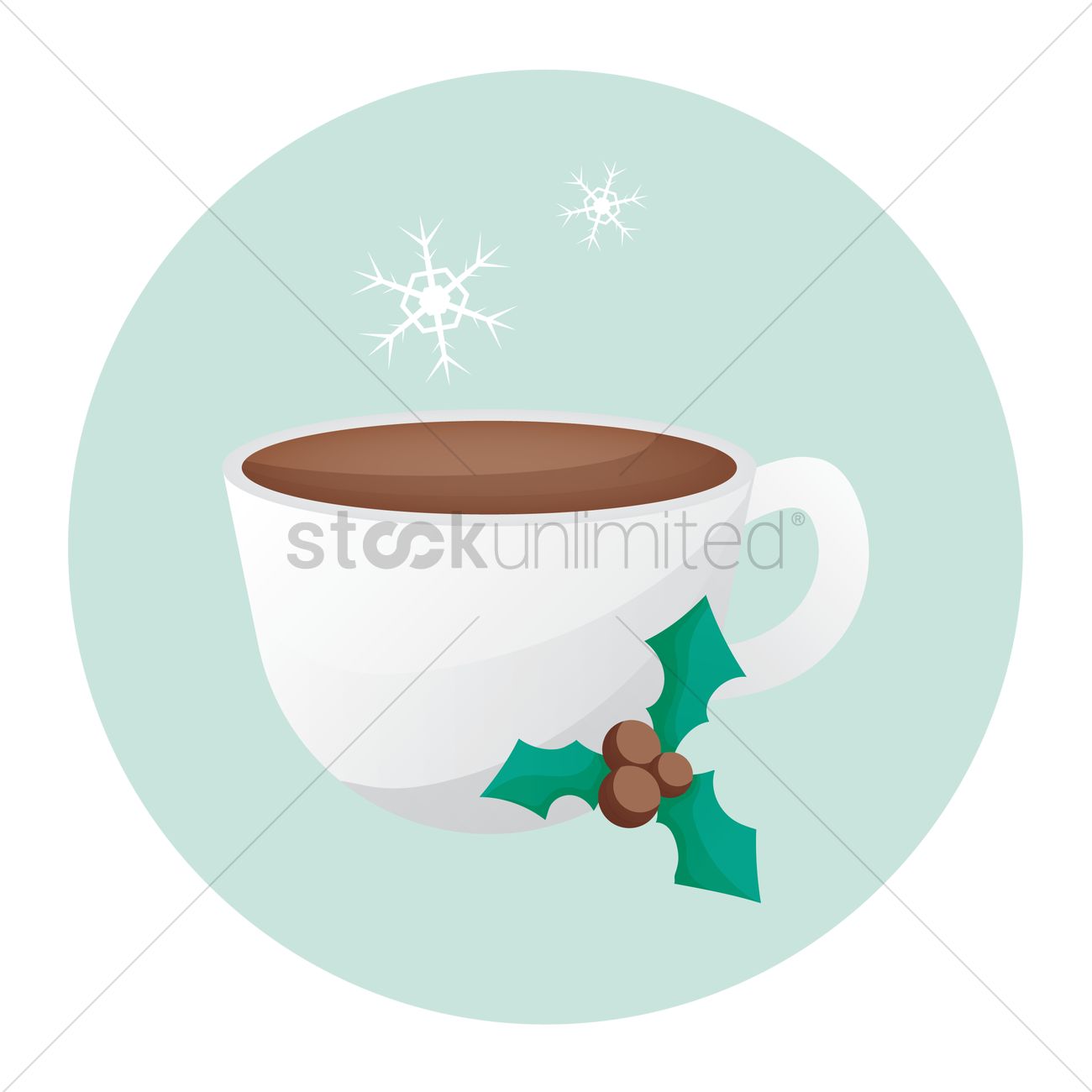 1300x1300 Free A Cup Of Hot Drink With Mistletoe Vector Image