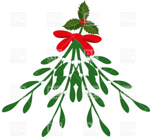 500x450 Mistletoe Branch With Red Ribbon Vector Image Of Plants