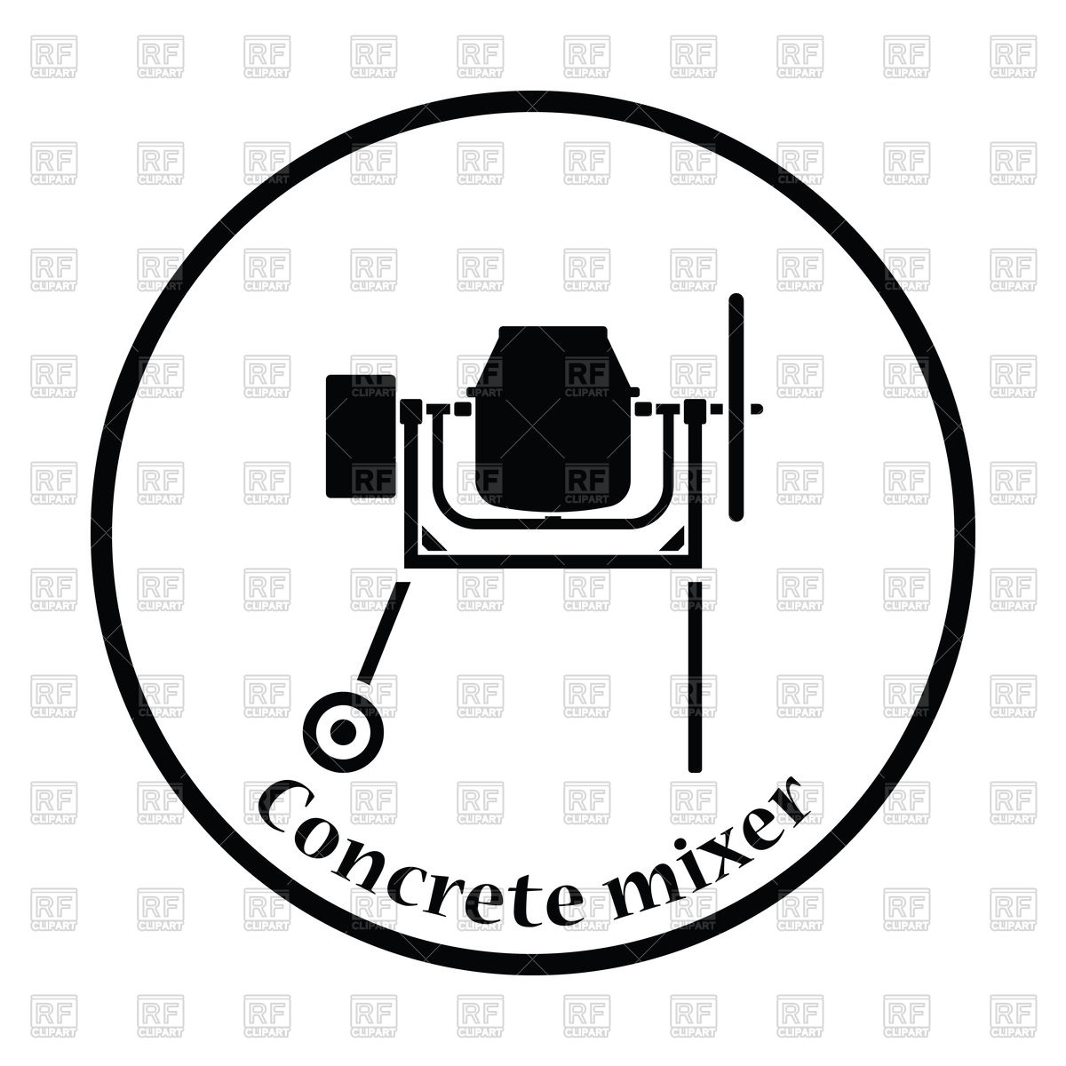 Thin Circle Design Icon Of Concrete Mixer Vector Image 1200x1200 Thin Circle Design Icon Of Concrete Mixer Vector Image