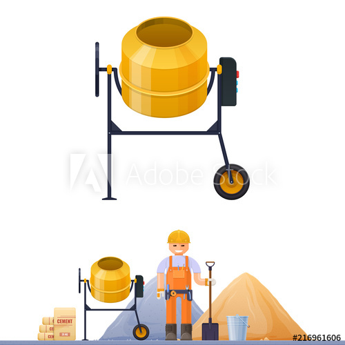 Concrete Mixer, Vector Illustration Concrete Mixer Builder Sand 500x500 Concrete Mixer, Vector Illustration Concrete Mixer Builder Sand