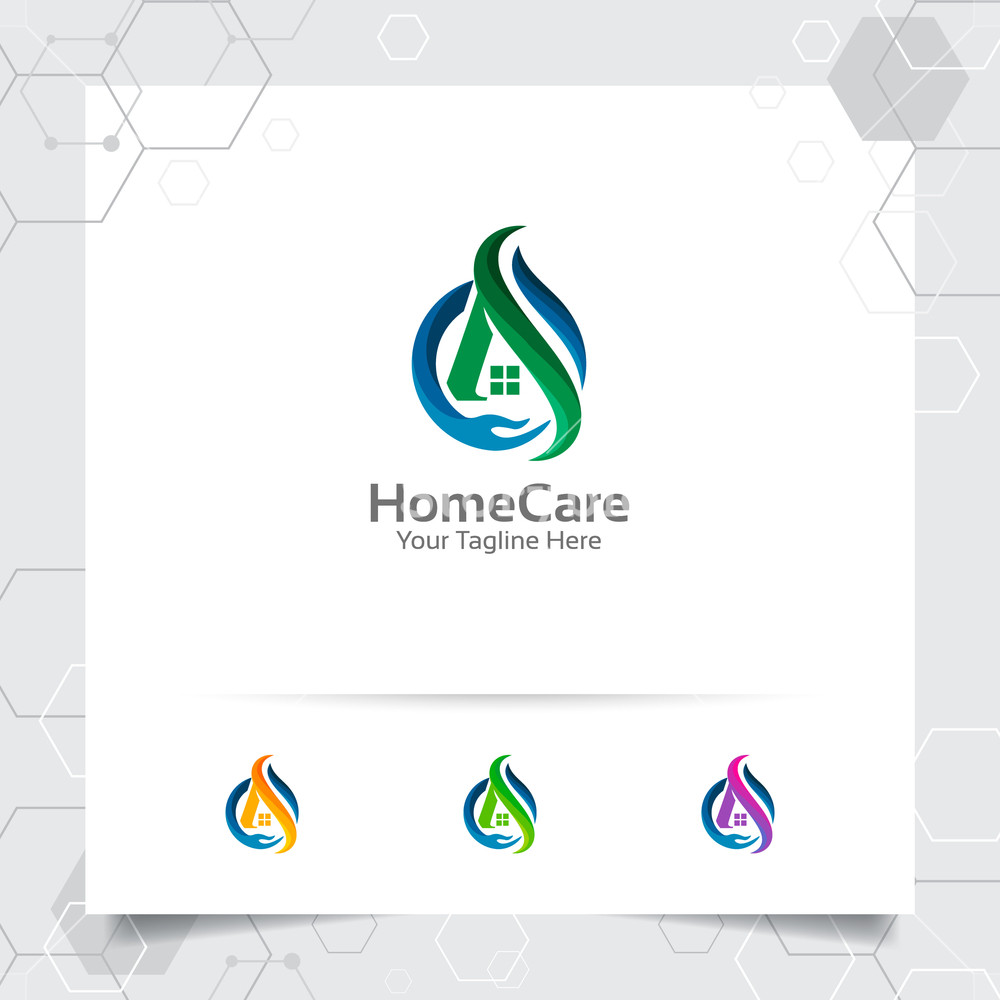 1000x1000 House Home Logo Design Concept Of Hand Care Vector Window Icon