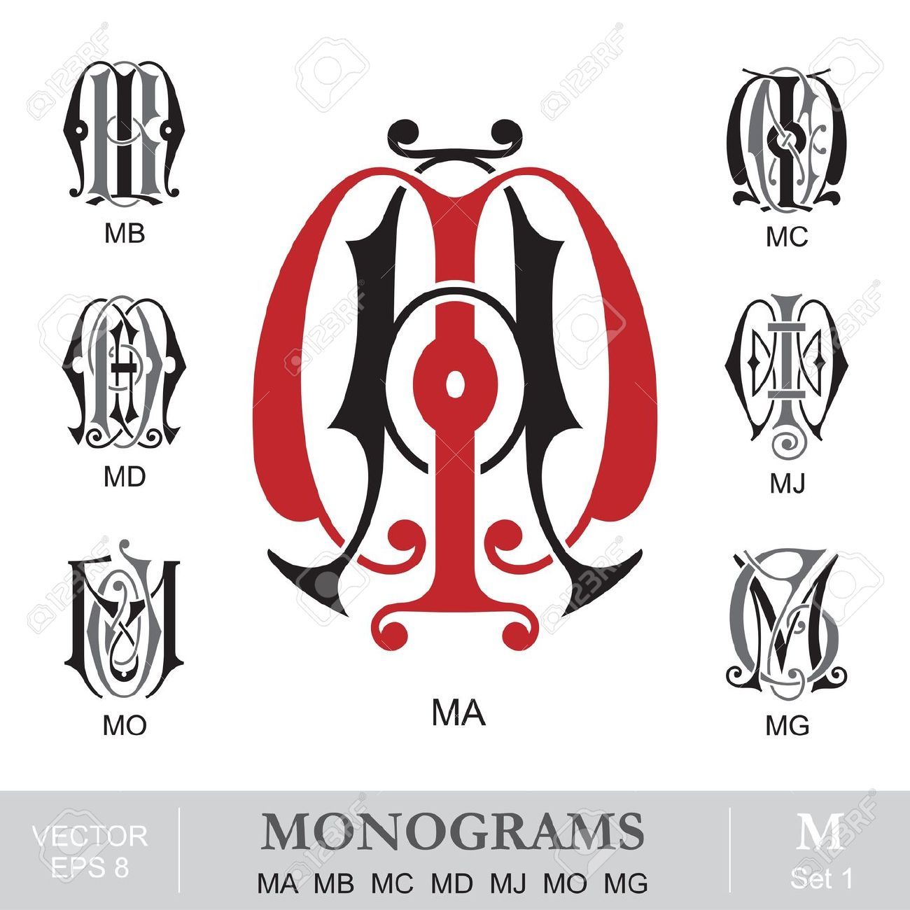 1300x1300 Stock Vector Monograms Vintage Monogram, Monogram Tattoo, Monogram