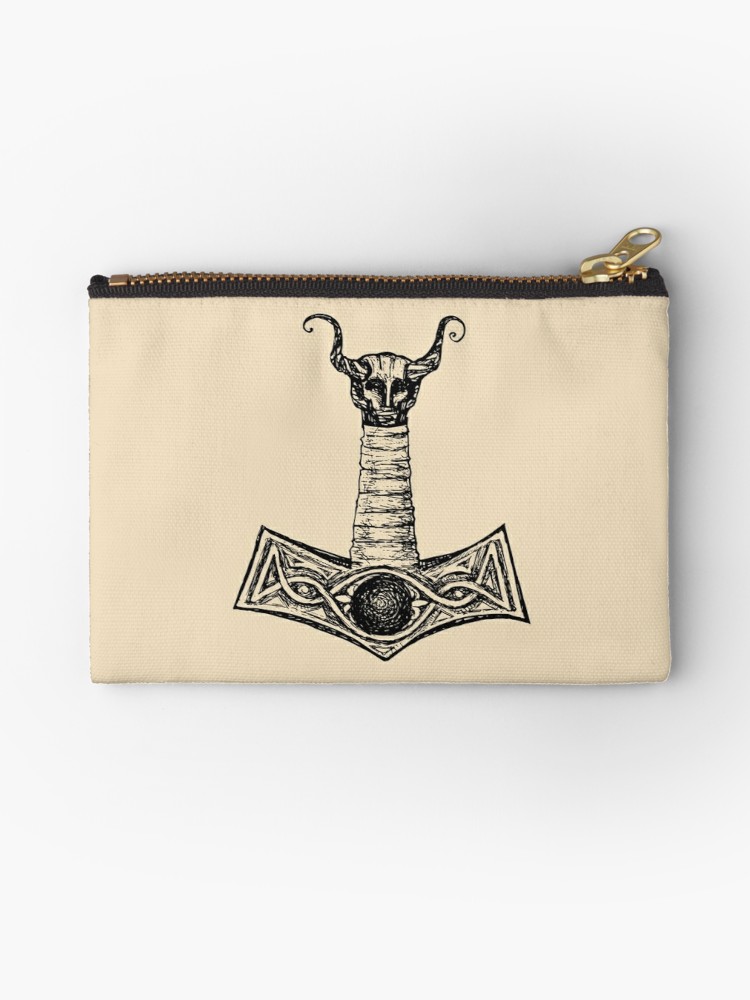 750x1000 Thor's Hammer Vector Sketch Zipper Pouch