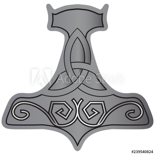 500x500 Norse Viking Vector Illustration Mjolnir The Hammer Of Thor