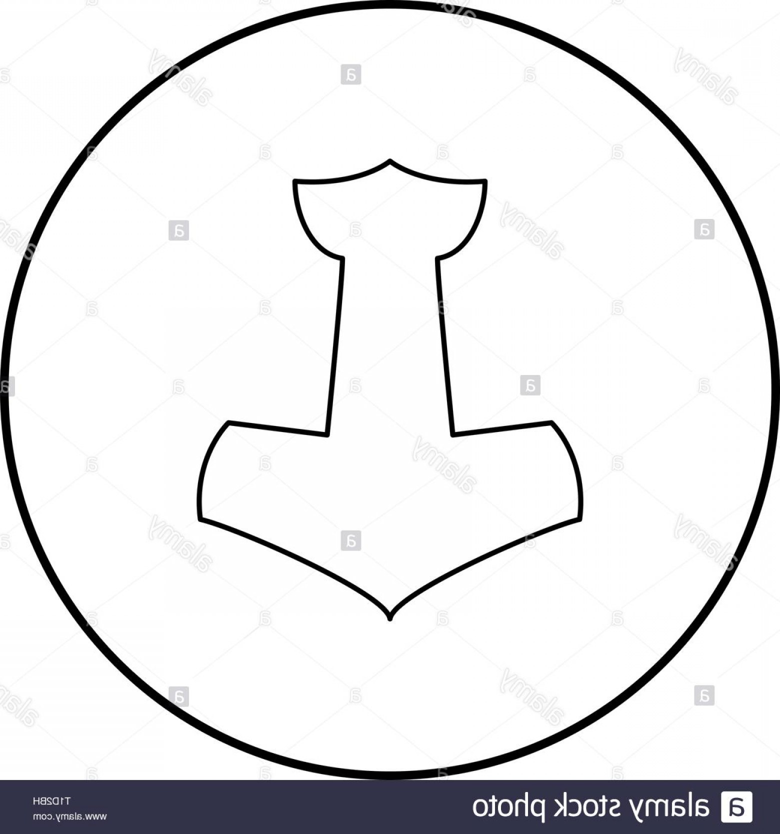 1560x1668 Thors Hammer Mjolnir Icon Outline Black Color Vector In Circle