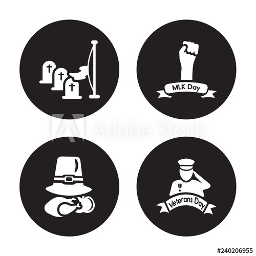 500x500 Vector Icon Set Memorial Day, Thanksgiving Martin Luther King