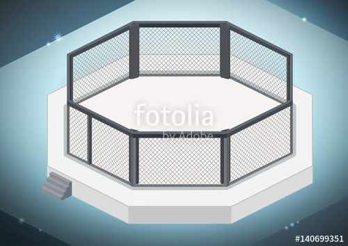 500x354 Mma Cage Octagon Isometric View Vector Flat Illustration Stock