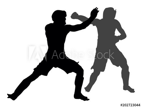 500x381 Two Mma Fighters Vector Silhouette Illustration Isolated On White