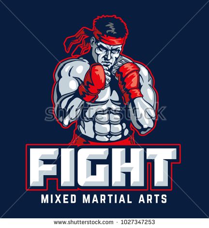432x470 Fighter Emblem Vector Illustration Mixed Martial Arts Kick