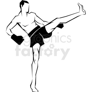 300x300 Mma Fighter High Kick Vector Art Clipart Royalty Free Gif