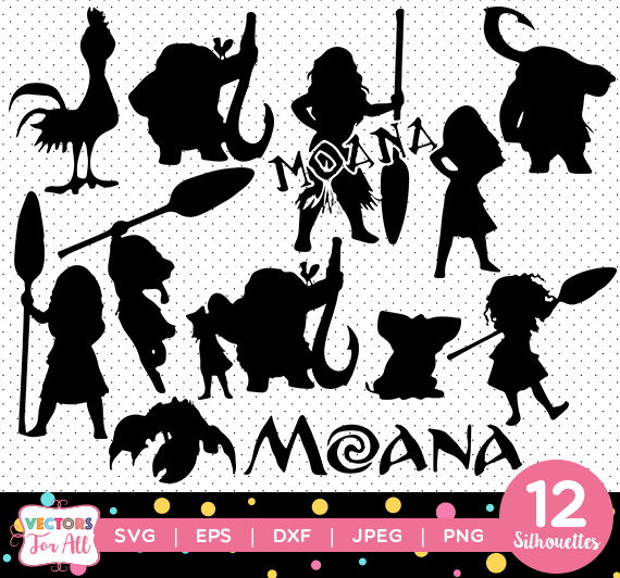 Princess Moana Silhouettes Pack 570x532 Princess Moana Silhouettes Pack