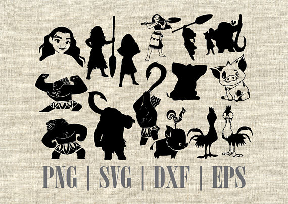 Disney Moana Silhouette Digital Clipart, Editable 570x403 Disney Moana Silhouette Digital Clipart, Editable