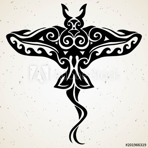 Tribal Tattoo With Decorative Sea Stingray With Ethnic Pattern 500x500 Tribal Tattoo With Decorative Sea Stingray With Ethnic Pattern