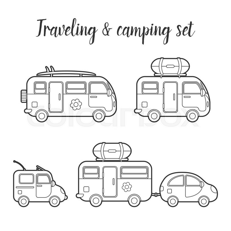 800x800 Vector Transport Caravan And Trailer Stock Vector Colourbox