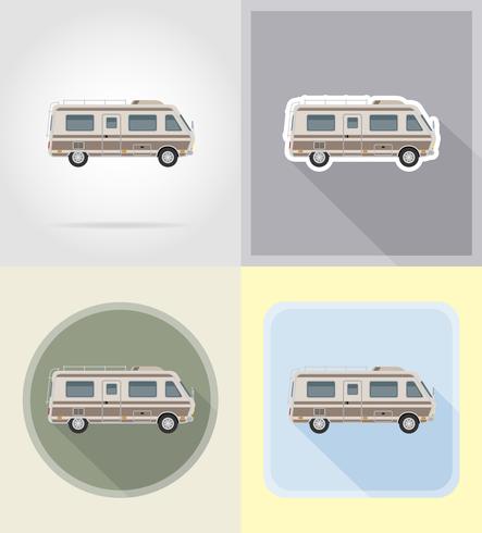 443x490 Car Van Caravan Camper Mobile Home Flat Icons Vector Illustration
