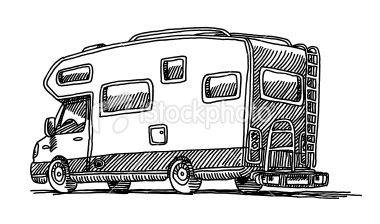 380x224 Hand Drawn Vector Drawing Of A Generic Caravan Mobile Home