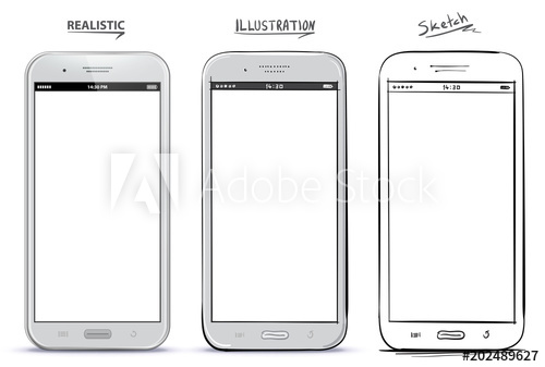 500x337 Mobile Phone Vector Drawing With Different Styles Realistic