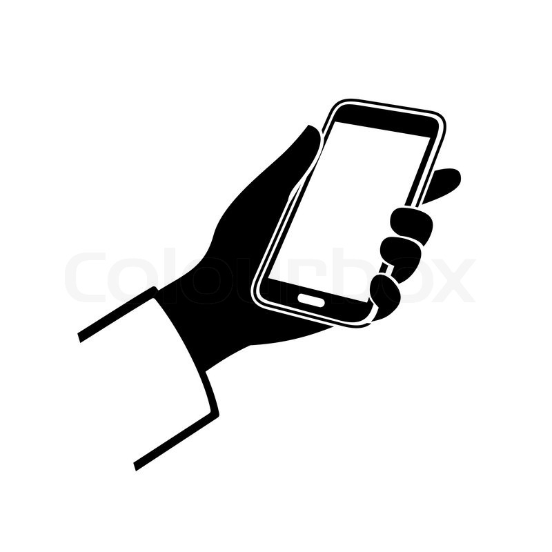 800x800 Mobile Phone In Hand Icon On White Stock Vector Colourbox