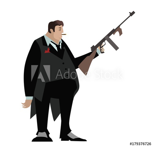 500x481 Mafia Mobster With Machine Gun