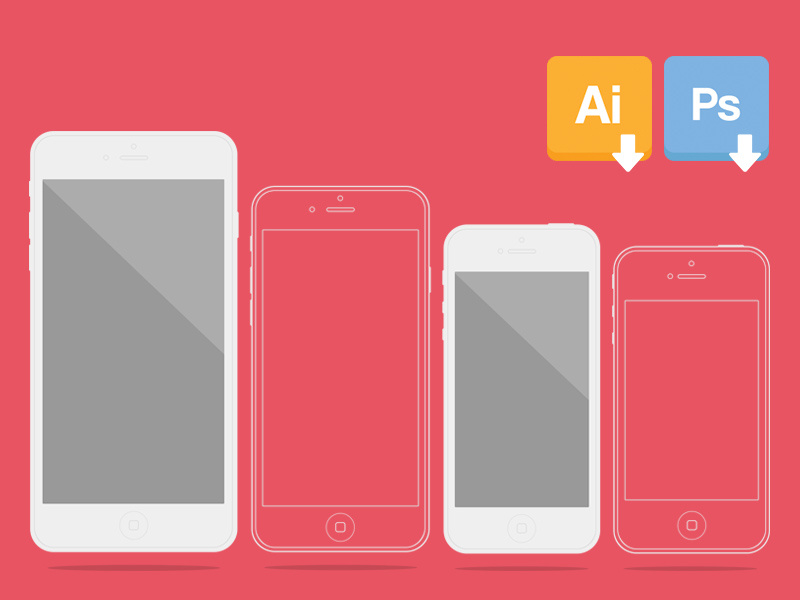 Flat Iphone Vector Mockup Set 800x600 Flat Iphone Vector Mockup Set