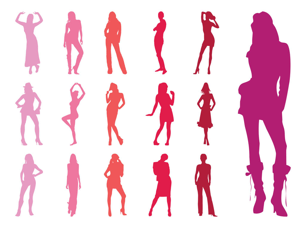 1024x765 Fashion Models Silhouettes Collection Vector Art Graphics