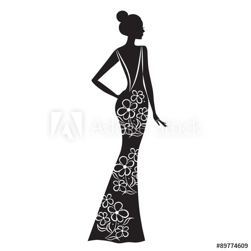 500x500 Fashion Model Silhouette Of Beautiful Woman Vector Illustration