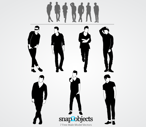 600x525 Free Male Model Silhouettes Vectors Pack