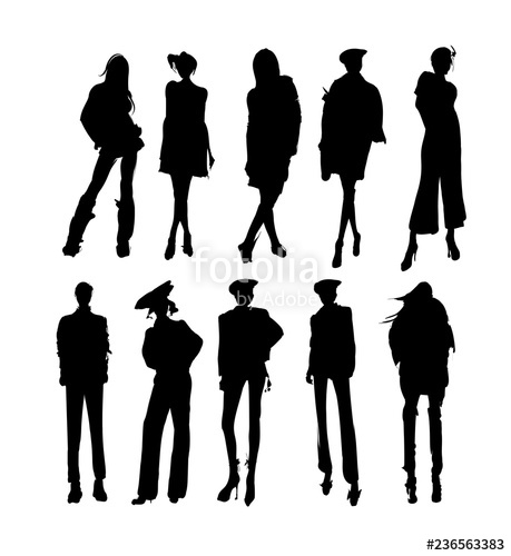 459x500 Vector Fashion Model Silhouettes Sketch Fashion Girls On A White