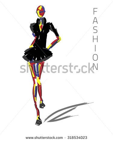 375x470 Vector Fashion Model Vector Sketch Silhouette Vector Style Lady