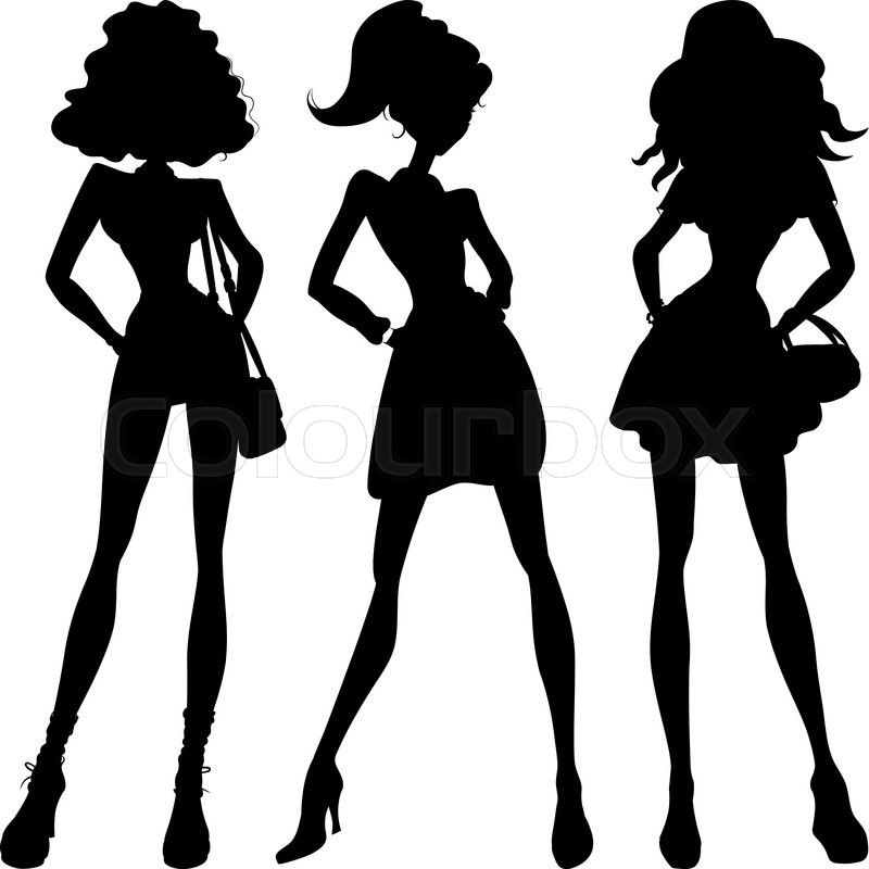 800x800 Vetor Set Silhouette Fashion Girls Top Stock Vector Colourbox