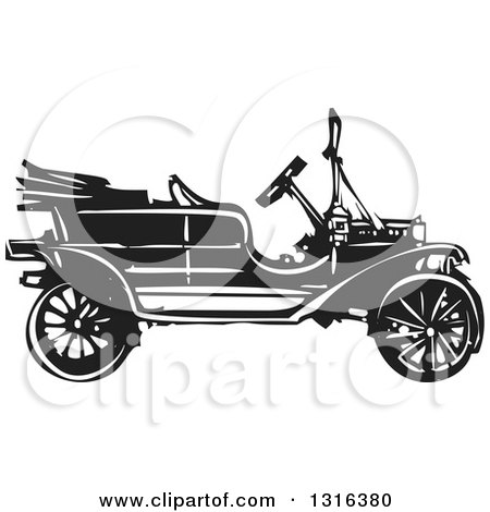 Clipart Of A Black And White Woodcut Antique Model T Car 450x470 Clipart Of A Black And White Woodcut Antique Model T Car
