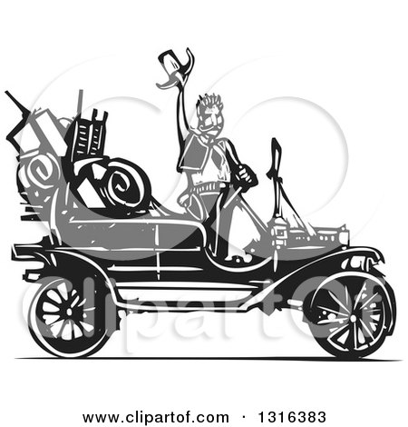 Clipart Of A Black And White Woodcut Cowboy Waving His Hat 450x470 Clipart Of A Black And White Woodcut Cowboy Waving His Hat