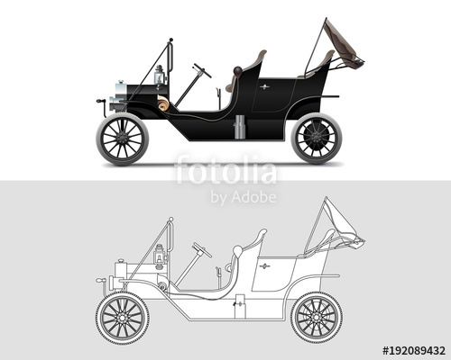 Vector Illustration Of Ford Model T Old Timer, Classic Car 500x400 Vector Illustration Of Ford Model T Old Timer, Classic Car