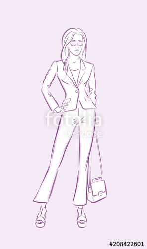 296x500 Fashion Model Vector Illustration Of A Posing Female Model