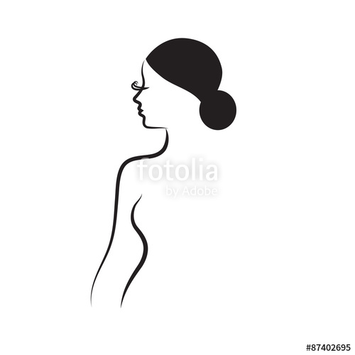 500x500 Beautiful Woman's Profile On White Background Beauty Logo