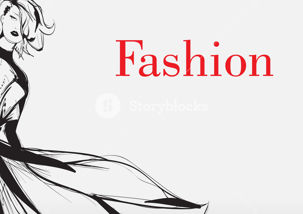 1000x706 Black And White Retro Fashion Model In Sketch Style Hand Drawn