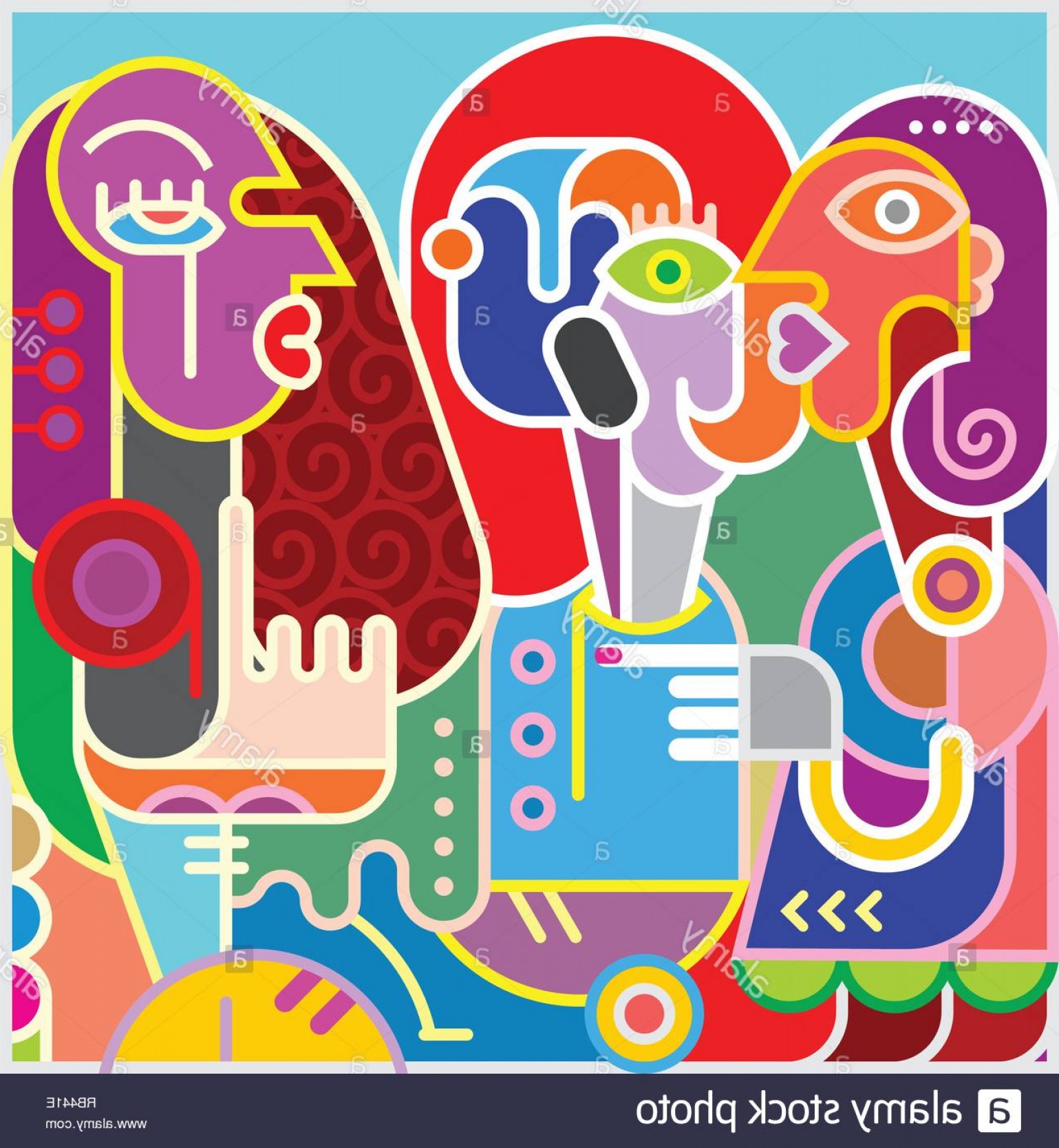 1539x1668 Modern Abstract Fine Art Portrait Of Three Women Colorful Vector