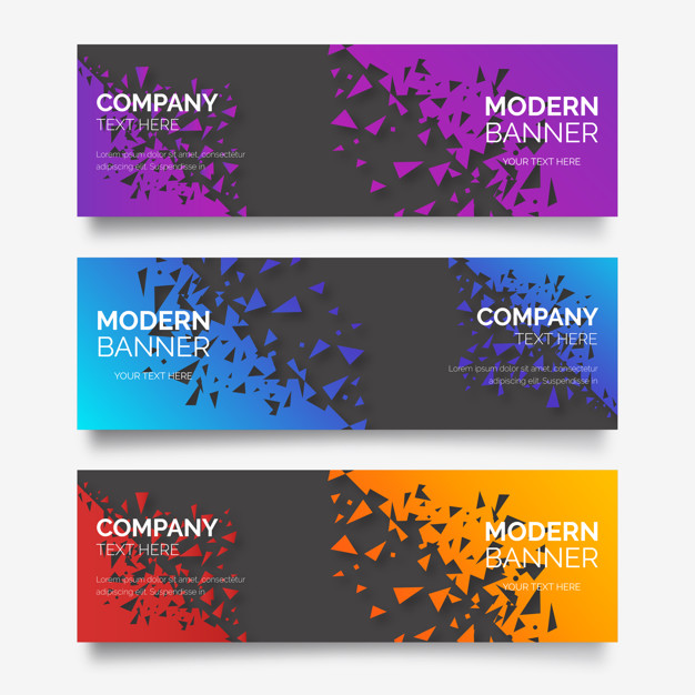 626x626 Modern Banner Collection With Broken Abstract Shapes Vector Free