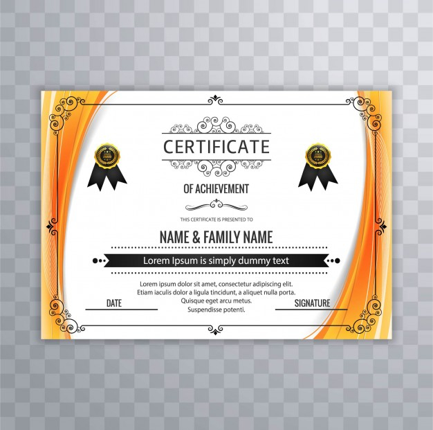 Excelent Modern Certificate Design With Orange Borders Vector 626x621 Excelent Modern Certificate Design With Orange Borders Vector