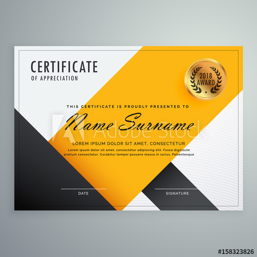 Modern Yellow And Black Certificate Design Template 500x500 Modern Yellow And Black Certificate Design Template
