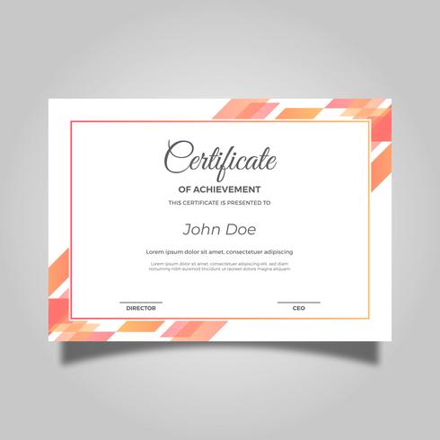 490x490 Flat Orange Modern Certificate Vector Template