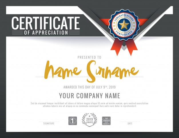 626x483 Modern Training Certificate Vector Free Download